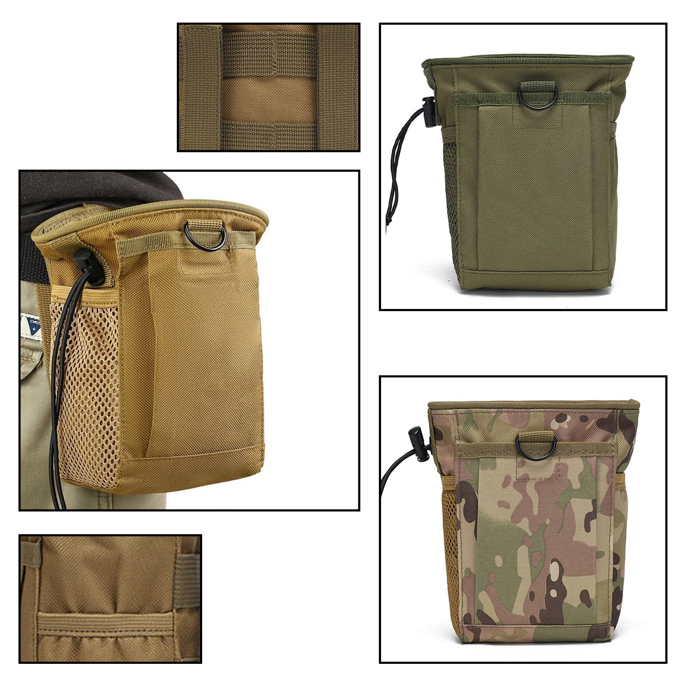 Camouflage Hunting Jacket - 3-5L ลายพราง MOLLE กระเป๋ารีไซเคิลกระเป๋าคาดเอวสําหรับฝึกซ้อมเสื้อกั๊ก/เข็มขัด MOLLE mount