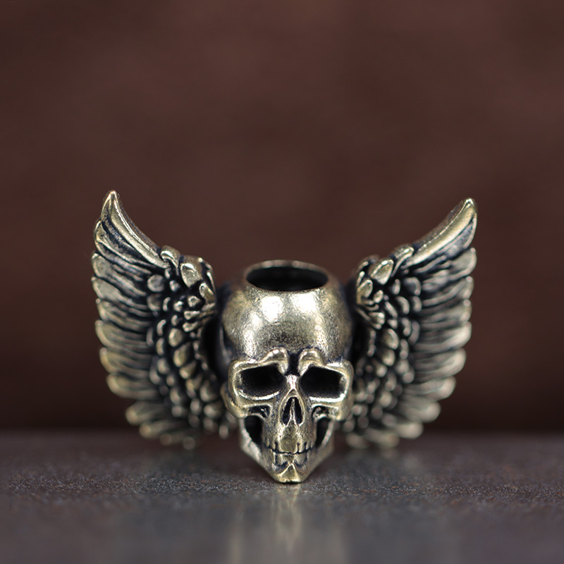 Paracord Survival Bracelet - Winged Skull ทองเหลืองมีดลูกปัด EDC DIY Paracord