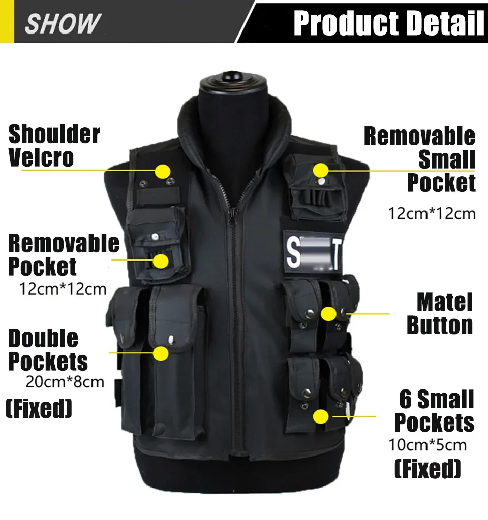 Outdoor Hunting Coat - เสื้อกั๊กทหารรักษาความปลอดภัยแบบโมดูลาร์สำหรับฝึกกระเป๋าหลากหลายเสื้อเกราะยุทธวิธีกลางแจ้งเสื้อโค้ทเอวสำหรับเล่นเกมเพนท์บอล