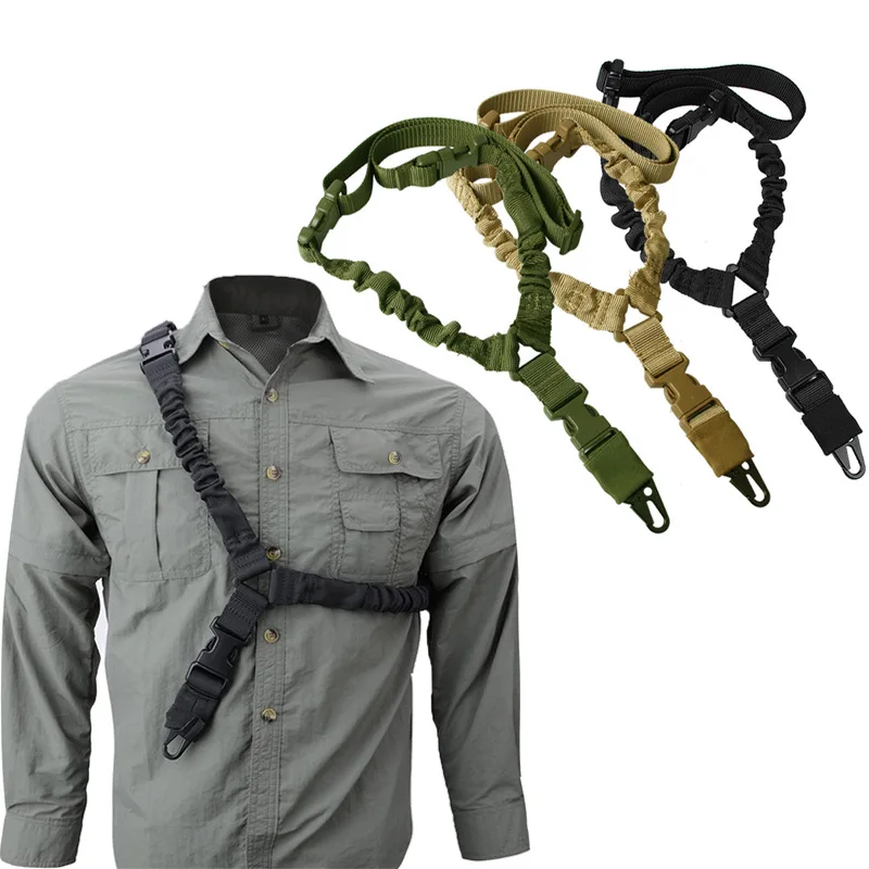 Rifle Sling Swivel - สายสะพายปืนแบบจุดเดียว อุปกรณ์ล่าสัตว์ สายสะพายปืนแบบยุทธวิธี สายรัดไหล่ปืนพร้อมหัวเข็มขัดโลหะ