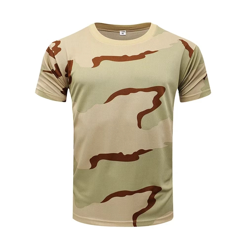 Hunting Outdoor Shop - เสื้อยืดผู้ชายสำหรับเล่นกีฬากลางแจ้ง ลายพราง 3 มิติ แห้งเร็ว คอกลม