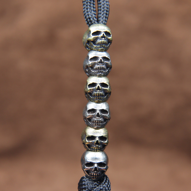 Paracord Survival Bracelet - Mini Skull หัวทองเหลืองมีดลูกปัดเชือกจี้เครื่องประดับ DIY สร้อยข้อมือ Paracord