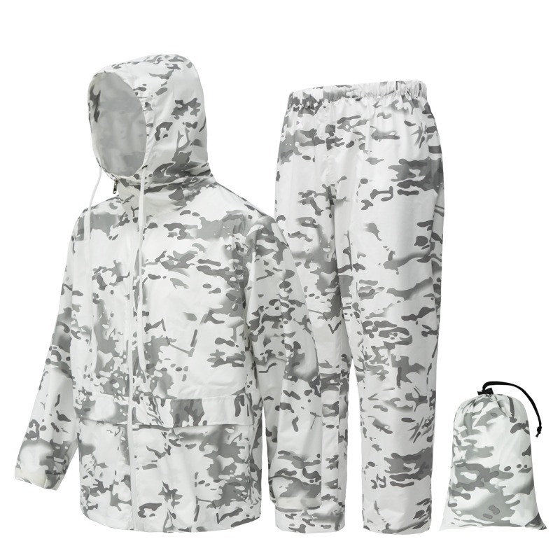 Outdoor Hunting Coat - ชุดกันฝนสำหรับล่าสัตว์กลางแจ้ง ทนทานต่อพายุฝน เหมาะสำหรับตั้งแคมป์ ปั่นจักรยาน ตกปลา พร้อมแถบสะท้อนแสง