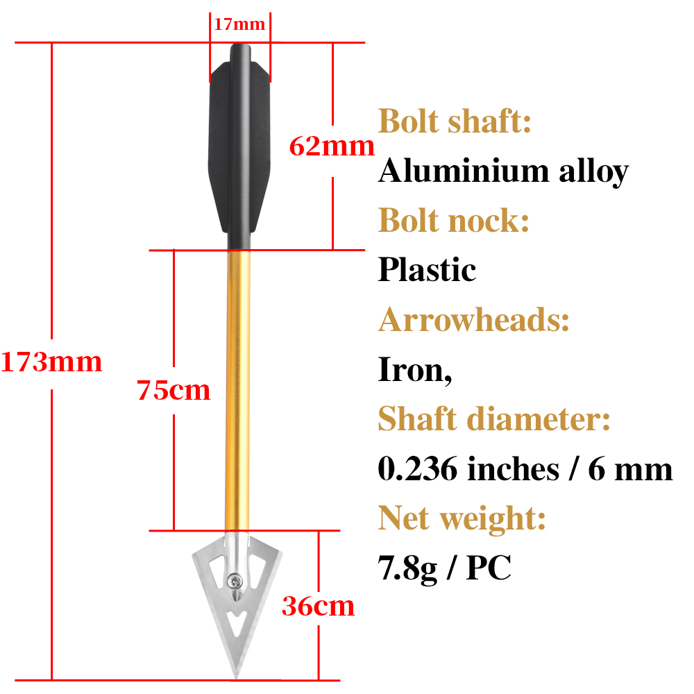 ลูกศรอลูมิเนียมแบบสั้น 6/12 ชิ - Crossbow Bolt Broadhead บทวิจารณ์และราคา
