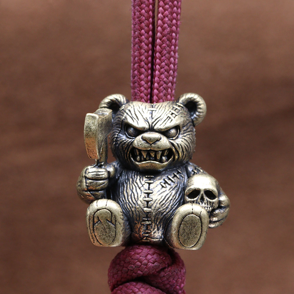 จี้รูปหัวกะโหลกหมีทองเหลือง สำ - Paracord Survival Bracelet บทวิจารณ์และราคา