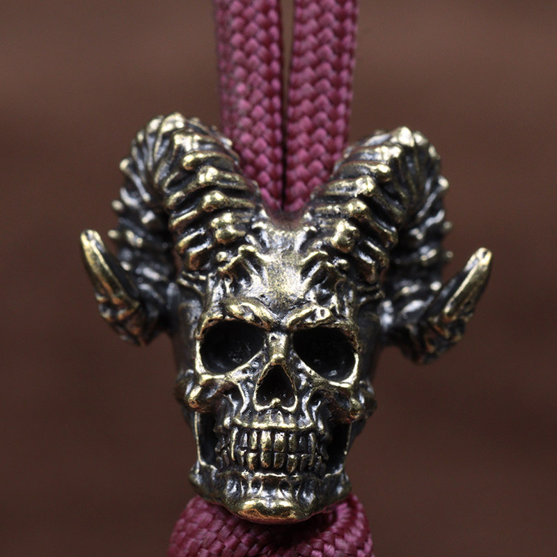 แพะ Horn Skull หัวทองเหลืองมีด - Paracord Survival Bracelet บทวิจารณ์และราคา