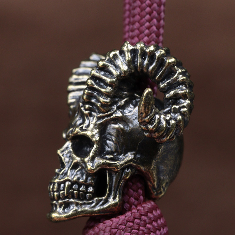 แพะ Horn Skull หัวทองเหลืองมีด - Paracord Survival Bracelet บทวิจารณ์และราคา